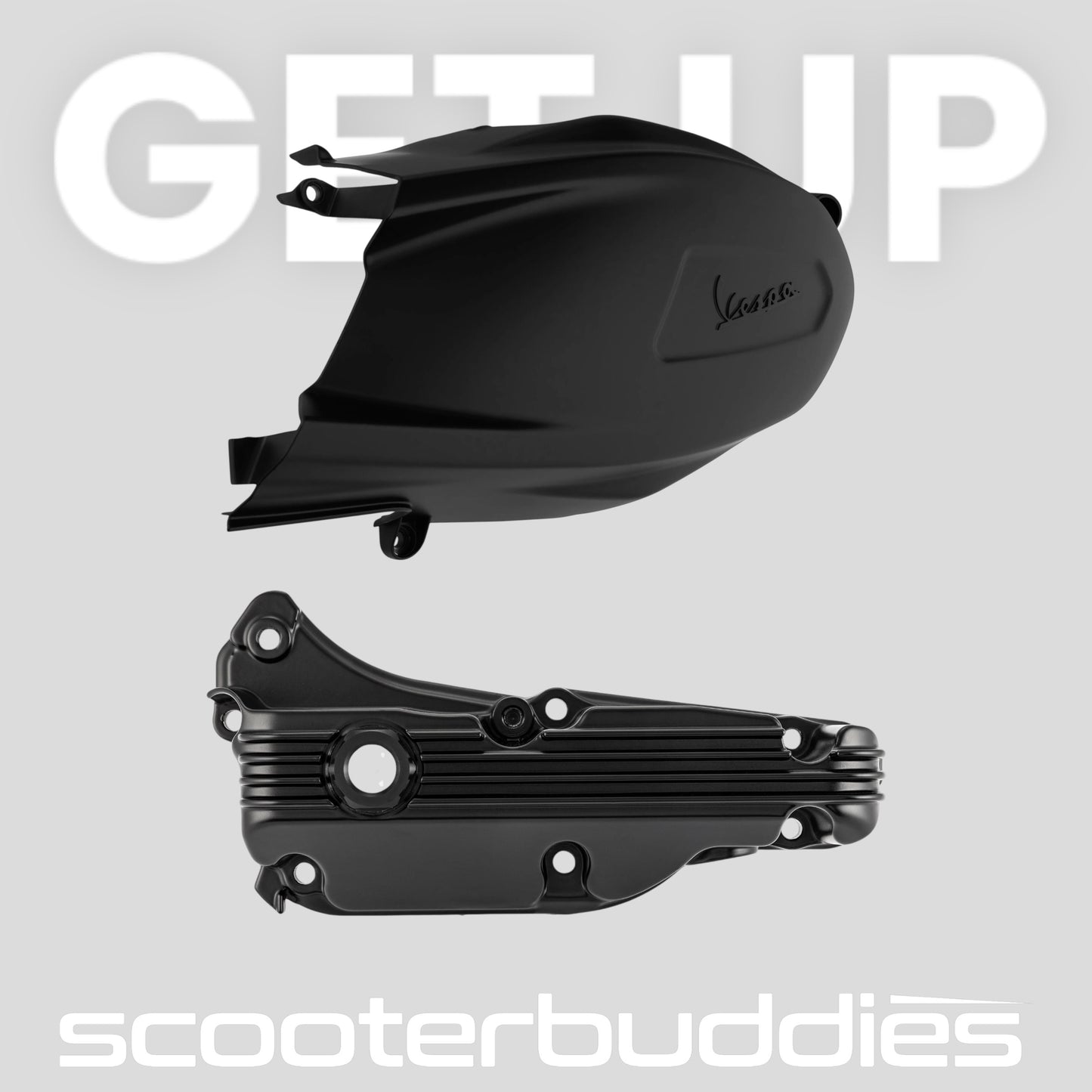 Set - Ölwanne Buchsenfuchs & Abdeckung SIP Variodeckel passend für Vespa GTS/GTS Super/GTV 300ccm HPE (`19-)