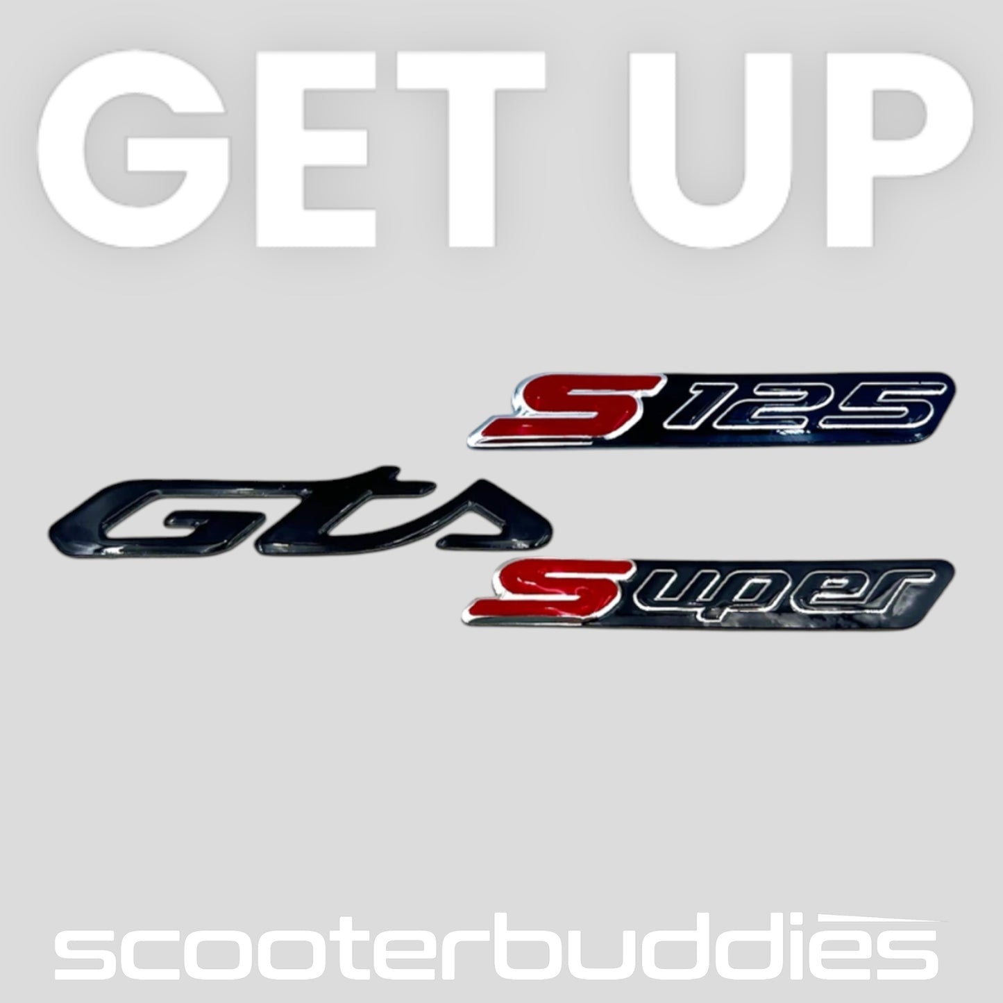 3D-Emblem/Schriftzug Set schwarz/rot (verschiedene Varianten) passend für GTS 125/300/310, Modell 2023 Keyless