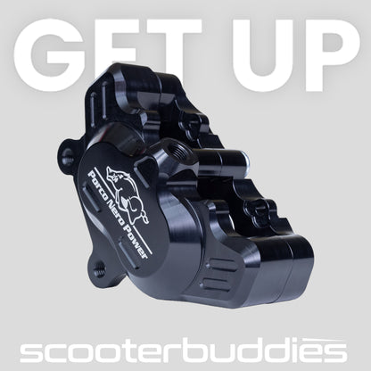 Bremszange vorne (mit TÜV Teilegutachten) PORCO NERO POWER CNC by Spiegler 4-Kolben, Ø=25/29mm passend für Vespa GT/GTS/GTV 125-300ccm (mit und