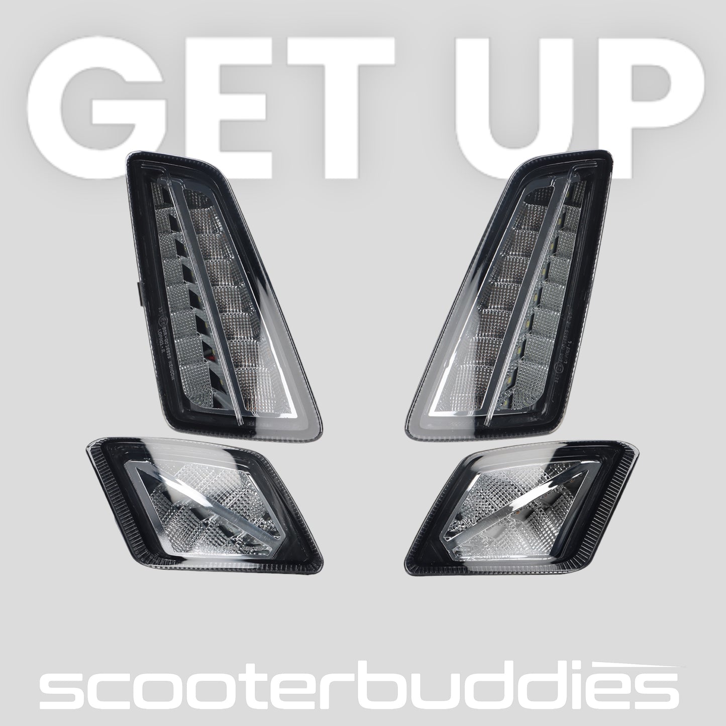 Blinker-Set vorne+hinten MOTO NOSTRA dynamisches LED Lauflicht, Tagfahrlicht vorne + Positionslicht hinten (E-Prüfzeichen) passend für Vespa GTV/GTS 125-310 HPE (2023-)