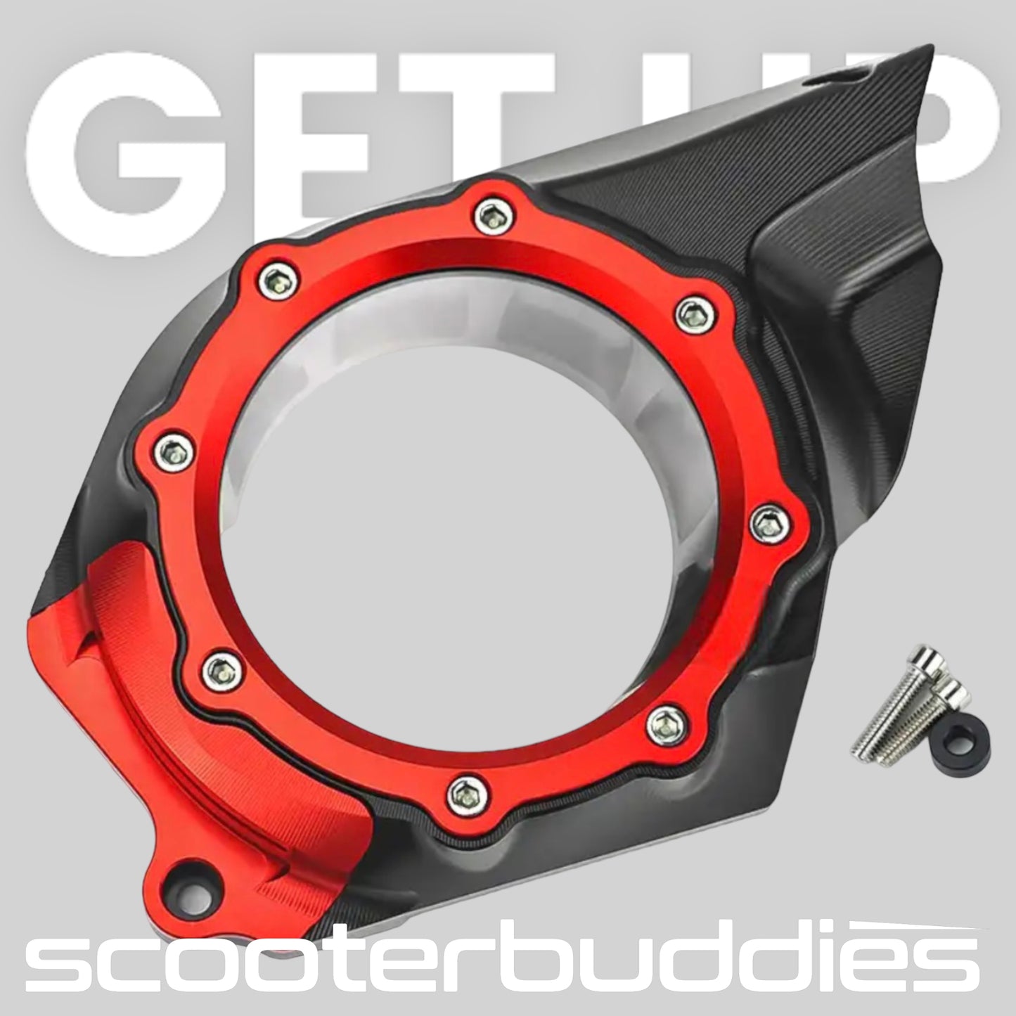 Variodeckel „V1“ mit Schauglaus (rot/schwarz) passend für Vespa GTS/GTS Super/GTV 300ccm HPE (`19-)
