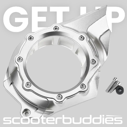 Variodeckel „V1“ mit Schauglas (silber/silber) passend für Vespa GTS/GTS Super/GTV 300ccm HPE (`19-)