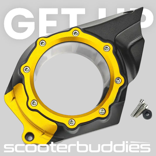 Variodeckel „V1“ mit Schauglas (gold/schwarz) passend für Vespa GTS/GTS Super/GTV 300ccm HPE (`19-)