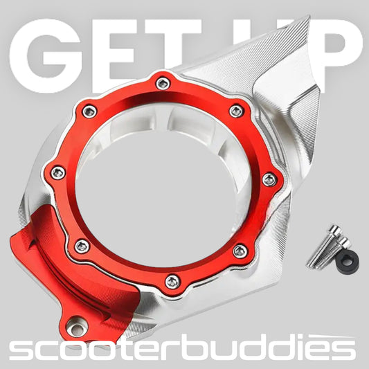 Variodeckel „V1“ mit Schauglas (rot/silber) passend für Vespa GTS/GTS Super/GTV 300ccm HPE (`19-)