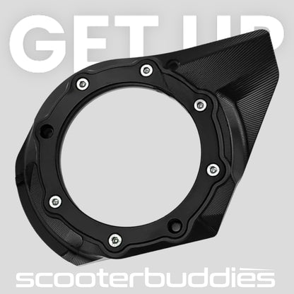 Variodeckel „V1“ mit Schauglas (schwarz/schwarz) passend für Vespa iGet 125/150ccm GTS/Primavera/Sprint - scooterbuddies
