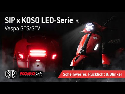 Rücklicht SIP x KOSO passend für Vespa GTS/GTS Super/GTV 125-310ccm Keyless (2023-), schwarz glänzend
