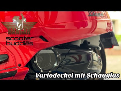 Variodeckel „V1“ BLACK EDITION mit Schauglas (silber/silber) passend für Vespa GTS/GTS Super/GTV 300ccm HPE (`19-)